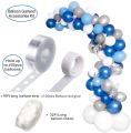 Balloon Garland Arch Kit Blue and White Silver 16Ft Long 100pcs Balloons Pack For Boy Baby Shower Birthday Party Centerpiece Backdrop Background Decorations.