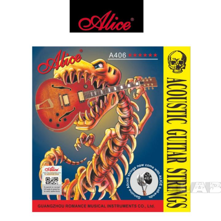 Alice A406 Acoustic Guitar String Set, Stainless Steel Plain String, Copper Alloy Winding, (80/20 Bronze Color) Anti-Rust Coating