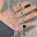 【Customizable】 2023 Alloy Y2K Clavicle Chain Multilayered Kpop Heart Necklace Heart Chain Women Girls.