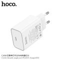 Hoco C143A PD20W Fast Charger Single port charging (EU) Plug Hoco 20W Fast Charger 20Watt PD Charger 20 Watt Fast Charger Adapter For iPhone iPad Apple all Smartphone -White. 