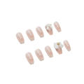 （NEW）French Rose Manicure White Romantic Aesthetic Nail Stick Manicure Ballet False Nail Piece Adhesive Coffin False Nails. 