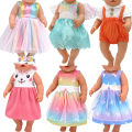 Doll Clothes for 43 cm new born doll and American doll accessories fashionable gauze dress, bow dress. 