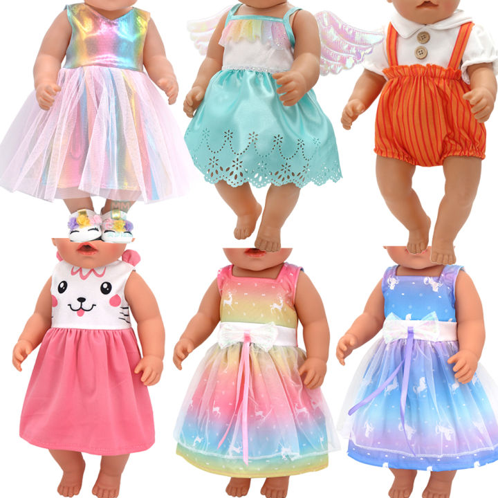 Doll Clothes for 43 cm new born doll and American doll accessories fashionable gauze dress, bow dress