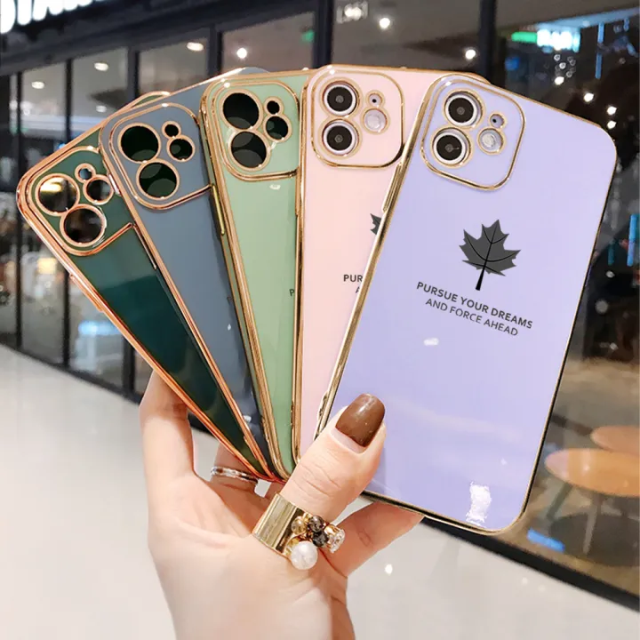 Luxury%206D%20Plating%20Soft%20Casing%20Silicone%20Square%20Frame%20Phone%20Case%20For%20iPhone%2012%20Case%20Shiny%20Bling%20Back%20Cover%20New%20Maple%20Leaf%20Square%20Edge%20Pattern%20Design%20Soft%20Case%20+%20Free%20Lanyard%20-%20Image%209