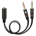 3.5mm 1 Female to 2 Male Headphone & Mic Plugs Audio Y Splitter Cable Cord. 