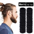 100pcs/set Black Hair Ties For Men No Damage No Breakage Ribbon Flat Hair Bands For Guys Long Men Hair Accessories. 
