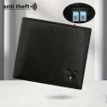 1pc Men's Shielded RFID Wallet, Top Layer Cowhide Credit Card Holder, With Auspicious Deer Head Metal Label Wallet, Large Capacity Bag.