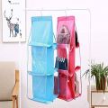6 Pocket Hanging Hand bag 3 Layers Storage Bag Organizer With Hanger.