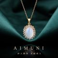 【Cross-border e-commerce 】High-end fashion, light luxury, opal, white jade necklace, celebrity style, diamond necklace woman. 