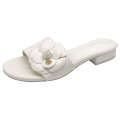 2024 New Xiaoxiangfeng Mountain Camellia Slippers Women's Bottom One line Fashion Outwear Beach Flat Heel Sandals.