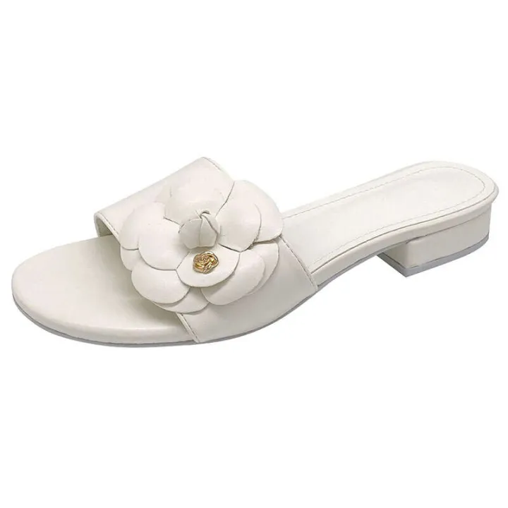 2024%20New%20Xiaoxiangfeng%20Mountain%20Camellia%20Slippers%20Women's%20Bottom%20One%20line%20Fashion%20Outwear%20Beach%20Flat%20Heel%20Sandals%20-%20Image%205