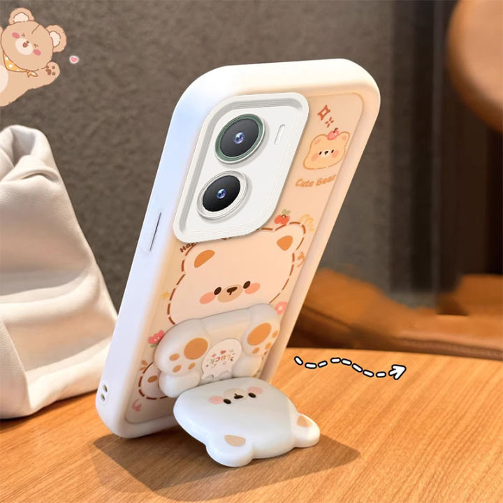 PBZZ Case for redmi A7 pro 4g POCO C85X X8 pro max 5g phone casing back cover anxiety Softcase Silicone shockproof Cover new design aesthetic cute bear with holder JTXXZJ9