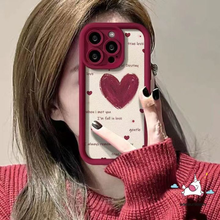 Fashion Loving Heart Oil Painting Vintage Red Phone Case Compatible For 