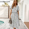 EVERAFTER Fashion Ladies Boho Leopard Print Shirt Dress Women Casual Midi Holiday Summer Dress Female High Waist Beach Dresses. 