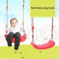 Kids Swing Flying Toy Garden Swing Kids Hanging Seat Toys with Height Adjustable Ropes Indoor Outdoor Toys Rainbow Curved Board.