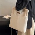 TAG Lifestyle Canvas Tote Bag/Fashionable Top Handle Off White Color With 2 Big Outside Pocket and Zipper Enclosure for girls For University/College/Trendy Fashionable Women.