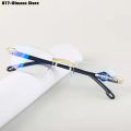 Luxury Diamond Cut Reading Glasses Men Rimless Anti Blue Light Eyeglasses Ladies Plus Prescription Eyewear Diopter 1.0 To +4.0. 