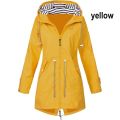 Women Waterproof Zipper Rain Jacket Solid Color Ladies Outdoor Mountaineering Lightweight Raincoats Plus Size S-.