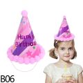 3/5Pcs Assorted Colors Kids Adults Birthday Party Hats Rainbow Birthday Cone Hats Boys Girls Blue Pink Birthday Pompon Paper Cap.