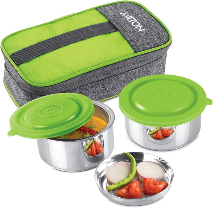 Milton Pasto Insulated Stainless Steel Lunch Box with 2 Leak Proof ...