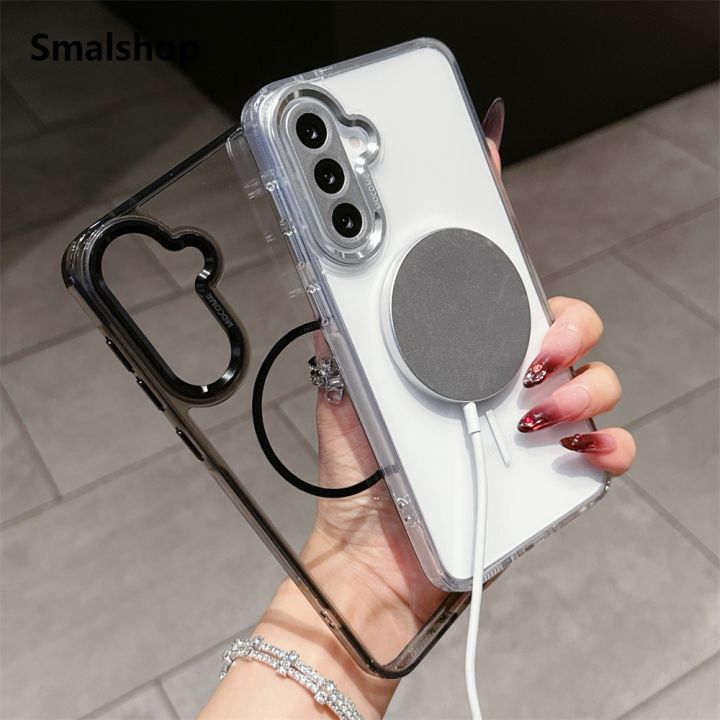 Smalshop For Magsafe Magnetic Acrylic Case For Samsung Galaxy S25 Edge S24 S23 S22 Ultra Plus FE A56 A36 A55 A16 A15 A26 Clear Back Cover
