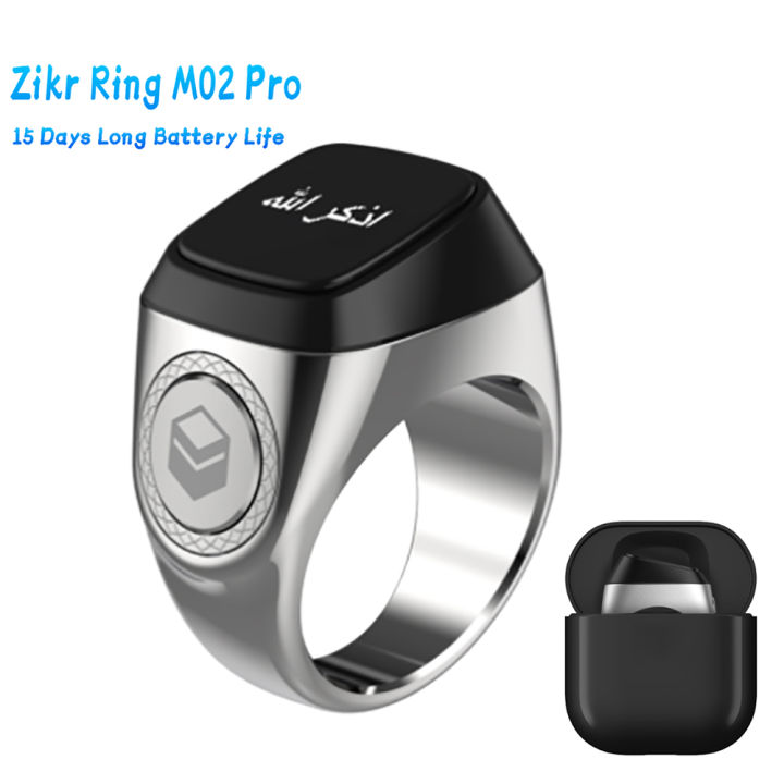 20mm Ring Tasbih Counter Bluetooth-Compatible 5.1 5 Prayer Time Counter Smart Ring 0.49 Inch Oled Display Zinc Alloy For Muslims