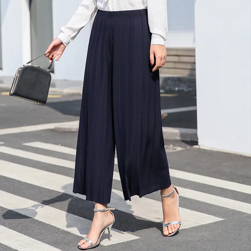 Ladies black pleated trousers deals