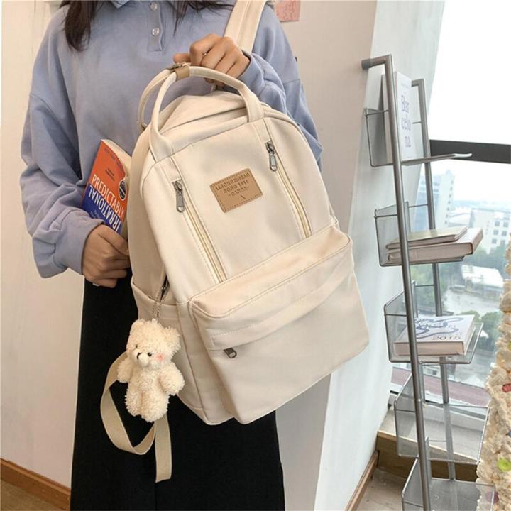 Multifunction Double Zipper Women Backpack Teenager Girls Laptop Backpack Student Shoulder Bag Korean Style Schoolbag