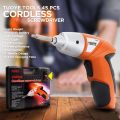 45 in 1 Cordless Electric Screwdriver with Bits Holder with LED Light Screwdriver, Rechargeable Screwdriver Tools Kit, Wireless Screwdriver Drill Machine with Reversible Function.