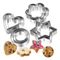 12 Pcs Stainless Steel Cookie Cutter Set - Heart, Star, Flower & Circle Shapes - Biscuit & Cake Decorating Baking Mold Set.