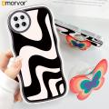 AMORVOR for Samsung Galaxy A22 5G Back Cover (With Free Holder) Multi-color Simple Soft Wavy Phone Case Camera Protection Mobile Cover. 
