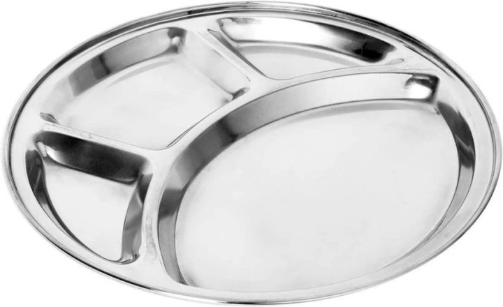 Stainless%20Steel%20Round%20Dining%20Plate%20With%204%20Compartments%20-%20Ideal%20For%20Lunch%20And%20Dinner%20-%20Image%206
