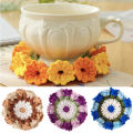 Handmade Crochet Flower Coaster Creative Knitting Gift Home Decor Cup Mat Multicolor Tea Coffee Placemat Round Table Place Mat.