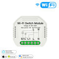 Smart WiFi Wireless Switch Smart Life/Tuya APP 1/2 Way 90-250V WiFi Switch Module With Rail bracket Work With Alexa Google Home.