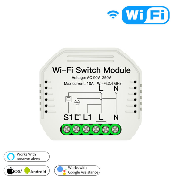 Smart%20WiFi%20Wireless%20Switch%20Smart%20Life/Tuya%20APP%201/2%20Way%2090-250V%20WiFi%20Switch%20Module%20With%20Rail%20bracket%20Work%20With%20Alexa%20Google%20Home%20-%20Image%202