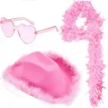 Happy styles Pink feather hat Eye catching Feathered Fancy dress decor Glaeese set Western style Love tour Concert fancy dress for Concerts Parties Festivals Cosplay events Costume parties Women. 