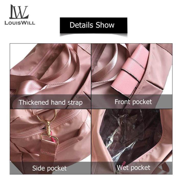 LouisWill%20Women%20Travel%20Bag%20Waterproof%20Weekender%20Bags%20Oxford%20Cloth%20Luggages%20Handbag%20Shoulder%20Traveling%20Dry%20and%20Wet%20Separation%20Sport%20Bag%20Fitness%20Bag%20Gym%20Totes%20for%20Men%20Women%20(%20Pink/Black)%20-%20Image%206