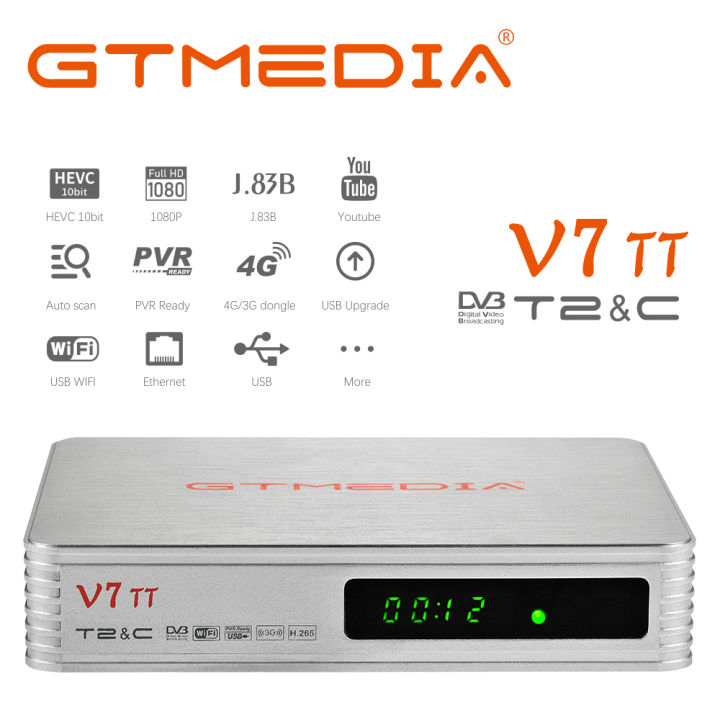 GTMEDIA V7 TT Terrestrial TV Receiver Full HD DVB-T/T2/DVB-C Signal TV Box With USB WIFI Decoder Support H.265 HEVC 10bit