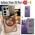 Infinix Note 50 Pro+ Case Magnetic Sticker Shockproof Phone Case for Infinix Note 50X Note 50 Pro 3In1 Tempered Glass Screen Protector+back film. 