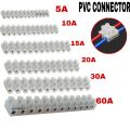 10Amp 12 Way Electrical Cables Joint Terminals AC 220V `10A 12 Point Screws Terminal Connector PVC Plastic Barrier Terminal Block Strip For Wire Joining.