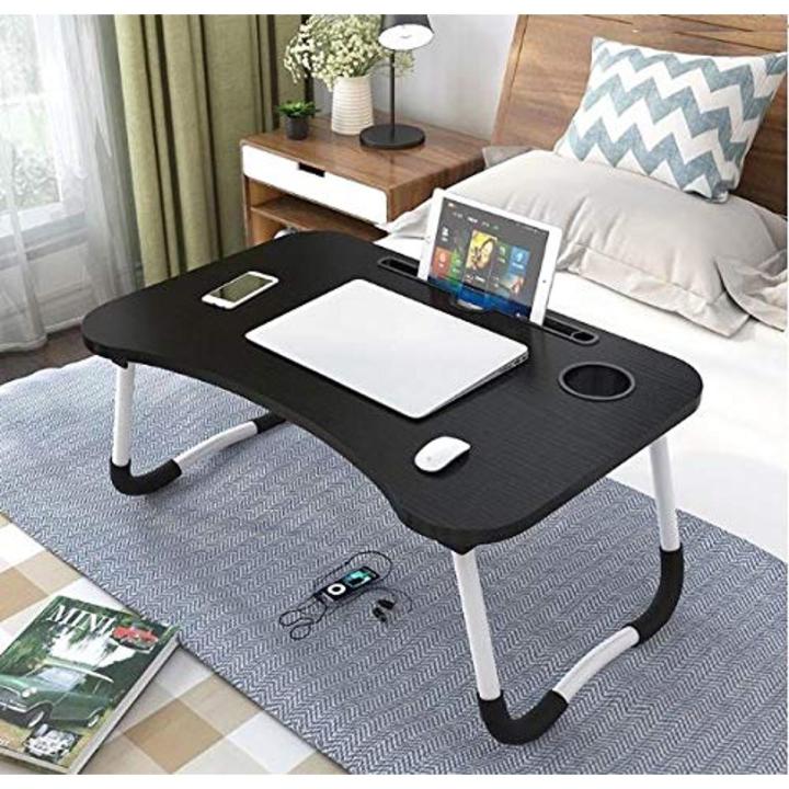 Smart Multi-Purpose Portable Laptop Table, Study table, Bed Table, Breakfast Table with Dock Stand and Foldable/Ergonomic & Rounded Edges/Non-Slip Legs