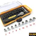 TOLSEN 38pcs Bit & Ratchet Socket Set (1/4'' Drive) with TPR Handle 20035. 