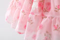 (0-3 Years Old Girls) Summer New Girls Dress Flower Pattern Sweet Princess Dress Birthday Party Dress Butterfly Wings Pompadour Dress. 