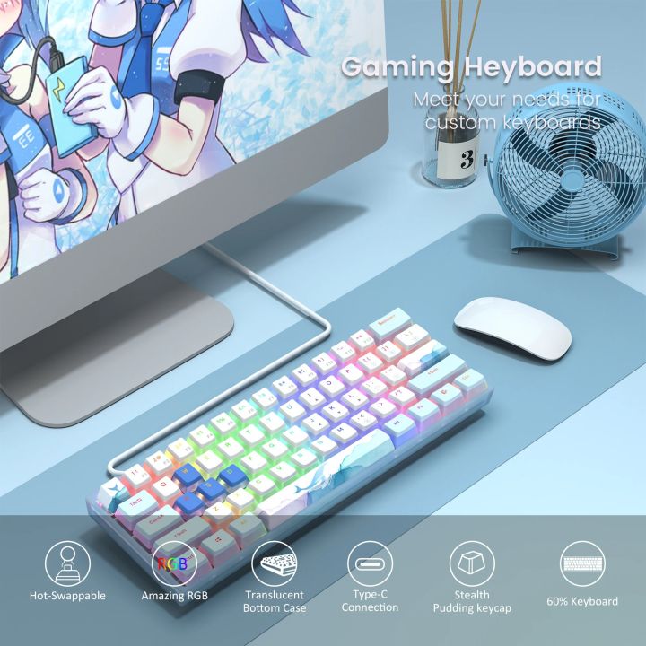 60% Mechanical Keyboard Wired Programmable RGB Backlit Hot