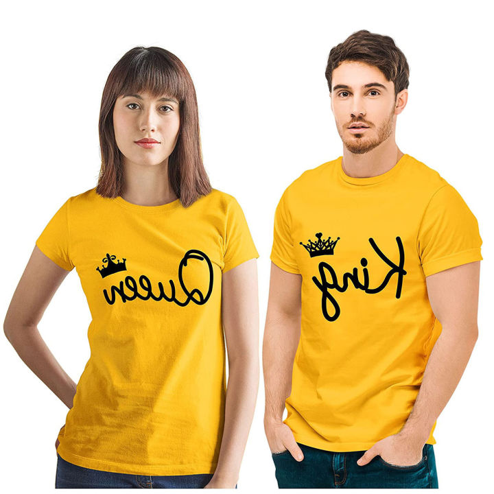 Couple%20Men's%20&%20Women's%20suti%20%20Cotton%20Printed%20Regular%20Fit%20T-Shirts%20(Pack%20of%202)%20-%20King%20Queen%20-%20Image%203