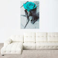 Wall Decor Canvas Gift Flower Floral Back and White Teal Rose Wall Art Picture Large.