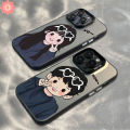 Cartoon Cute Girl Boy Love Heart Glasses Couples Case Compatible for IPhone 13 15 16 14 11 12 Pro Max 7Plus XR X XS Max 7 15 16 14 8 Plus SE 2020 Luxury Plating Metal Lens Case. 
