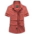 Summer Short Sleeve Cargo Shirt Men's Military Denim Shirts Casual Slim Fit Chemise homme Cotton Shirt Camisa masculina S-4XL.