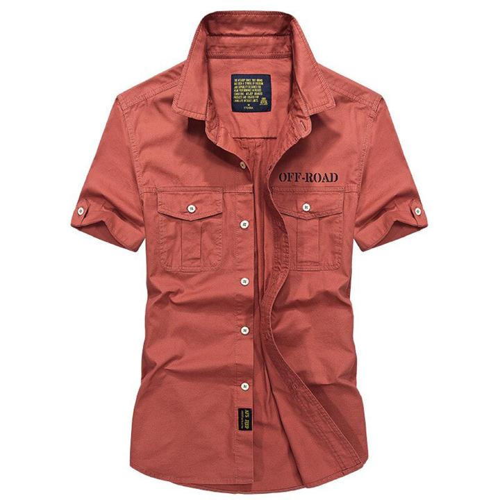 Summer Short Sleeve Cargo Shirt Men's Military Denim Shirts Casual Slim Fit Chemise homme Cotton Shirt Camisa masculina S-4XL