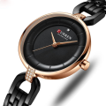 Curren 9052 Luxury Brand Fashion Stainless Steel Wrist Watch For Women - Black. 